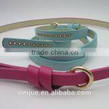 Lady's Fashion Skinny Belt With Eyelet thumbnail-2