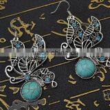 Designs new Retro Nation bohemian Style Butterfly Turquoise Earrings Wedding jewelry