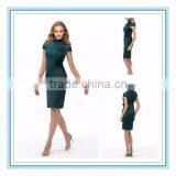 2015 Hot Sell Satin Cap Sleeves High Collar Lace Mermaid Elegant Knee Length Mother of the Bride Dress (DVMD-1256) thumbnail-1