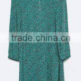 2015 Summer Long Sleeve Pleat With Zipper Front Placket Print Rayon Fashion Dress - SYK15024 thumbnail-6