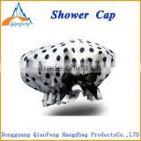 Good Quality Waterproof Double-layer Black Dot Plastic Shower Cap