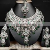 Silver Tone Kundan Famous Jodha Akbar Jewelry Bollywood Necklace Set E53