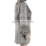 High Quality Knitted Fur Coat With Rabbit/silver Fox Fur/high Fashion Fur Style for Ladies KZ150105 thumbnail-3
