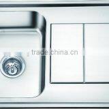 Above Counter Stainless Steel Single Bowl Kitchen Sink With Drainboard GR-800 thumbnail-3