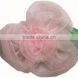 Pink Decorative Organza Flower With Leaf thumbnail-1