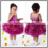 Dark purple A Line Puffy Mini Custom Made Vestidos Flower Little Girl for Wedding Parties TF004 wedding flower girl