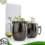 Set of 2 Barrel Style Moscow Mule Mugs - Black - Hammered Effect thumbnail-1