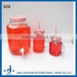 Square Masonware Rustic Drinking Dispenser Glass Mason Embossed Mug Set thumbnail-1