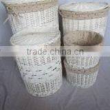 White Color Willow Material Round Brown Basket of Dirty Laundry thumbnail-1