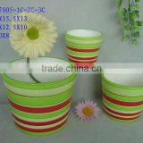 Simple Stripe Ceramic Flower Pot for Wholesale thumbnail-1