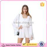 Casual Wrap Crochet Flare Sleeves White Colour Playsuit thumbnail-1