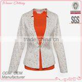 Garment Clothing OEM/ODM Manufacturer Hign End Polyester Jacquard Formal Office Wear Women Fancy Suit Blazer thumbnail-1