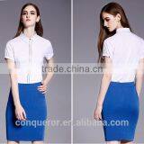 Ladies Fashion Short Sleeve Front Facing Placket Formal Shirt thumbnail-1