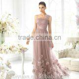 Cream High Quality One Shoulder Flowing Chiffon Sexy Wedding Night Wear thumbnail-1