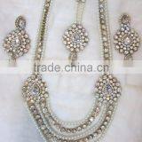 PEARL Gold Plated LONG Necklace EARRING Set thumbnail-1