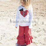Girls Valentine Outfit Personalized Heart Shirt & Double Ruffle Pant thumbnail-1