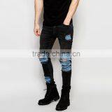 Fashion Rock Hip Hop Two One Men Ripped Jeans Slim Fit thumbnail-1