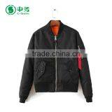 CIS 2017 New Fashion 100% Polyester Zipper Design Winter Women Black Varsity Bomber Jacket thumbnail-1