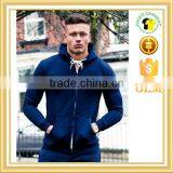 100% Cotton Navy Tracksuit Top Plain Fitness Hoodie Zipper Gym Hoodie
