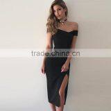 Sexy Off Shoulder Dresses Women Summer Side Slit Dresses Party Night Bodycon Dress thumbnail-2
