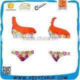 One Shoulder Ladies Bra Set Flowers Pattern Plastisol Printing Mature Women Bikini Beach Suit thumbnail-1