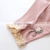 S32832W 2017 Spring Flower Girl Pants Baby Girls Leggings Kids Cotton Lace Bowknot Trousers thumbnail-3