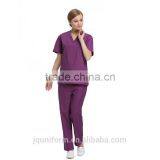 Juqian 2016 Quality Hot Purple V Neck Summer Hospital Housekeeping Staff Uniforms thumbnail-2