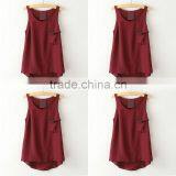 Newest Fashion Chiffon Ruffles Lace Patchwork Womens Tops thumbnail-1
