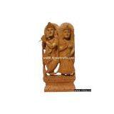Hand Carved Wood Sculpture Radha Krishna Hindu Art India thumbnail-1