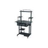 Black 7mm Tempered Glass And Wood Computer Desk , Stylish Computer Tables DX-779YB thumbnail-1