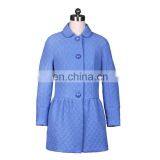 2014 Lovely Fashion Peter Pan Collar Pleated Hem Winter Long Coat