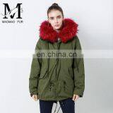 2016 Top Selling Fashion European Outwear Warm Raccoon Fur Collar Hood Winter Jacket Parka thumbnail-2