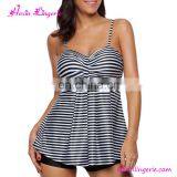 2017 Wholesale Sport Stripe Two Pieces Bikini Bra Swimsuits For Girls thumbnail-1