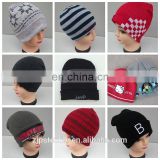 Customize knitted hat with your own embroidery logo /100% acrylic pom pom beanie hat/knitted beanie in winter hat
