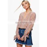 Wholesale Cold Long Sleeves Designs Fringe Fashion Blouse Women Tops