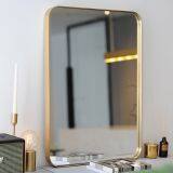 Nordic Bathroom Mirror Brass Rounded Corner Mirror High-end Gold Bathroom Mirror Full-length Mirror Fitting Mirror Entrance Mirror thumbnail-2