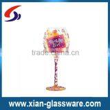 Promotional wholesale hand painted happy birthday wine glass with gift box