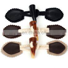 Custom Sew pu Leather Horn Coat Resin Toggle Button