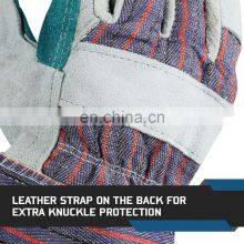 Cow Split Leather Working Gloves/ Rubberized Cuff and Cotton Cloth Back/Cotton Lined thumbnail-5