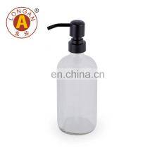 Wholesale China Factory Amber Lotion Glass Metal Pump Cosmetic 200ml Bubble Bath Bottle For Shampoo thumbnail-4