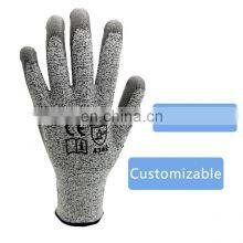 HPPE En388 Glass Garden Protective Anti Cut Level 5 PU Coated Construction Work Safety Cut Resistant Gloves thumbnail-3