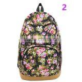 Vintage Retro Rose Floral Printing Backpack Women's Canvas Travel Backpack for Teenage Girls Rucksack thumbnail-3