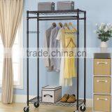 New 2-Tier Rolling Clothing Garment Rack Shelving Wire Shelf Dress G66