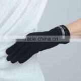 Black Colored Paillette Decorated Women Wool Gloves Made With Your Comfort in Mind thumbnail-1