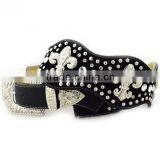Wholesale Women's Rhinestone Studs Faux Hair Fleur De Lis Belts thumbnail-1