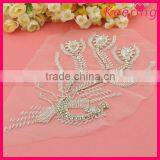 Wholesale Rhinestone Applique in Peacock Design Sew on Wedding Gowns WRA-475 thumbnail-2