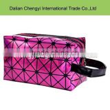 Hot sale fashion multicolor geometric square pu cosmetic bag