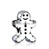 925 Sterling Silver Christmas Gingerbread Man Bead 925S Ginger Bread Silver Charm Bead thumbnail-1