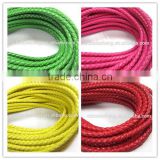 OEM welcome popular round braid PU/genuine leather cords for jewelry making