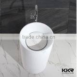 Newest Solid Surface Resin Stone White Free Standing Wash Basin